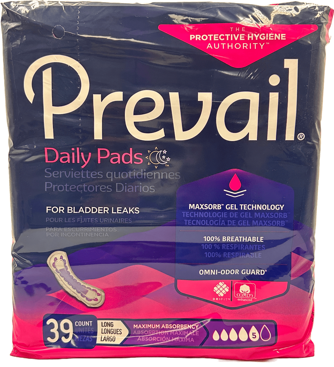 Prevail Daily Pads – Long  – 39 Ct